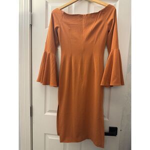 Keepsake Women's Small Harmony‎ Terracotta Off Shoulder\ Bell Sleeves Dress